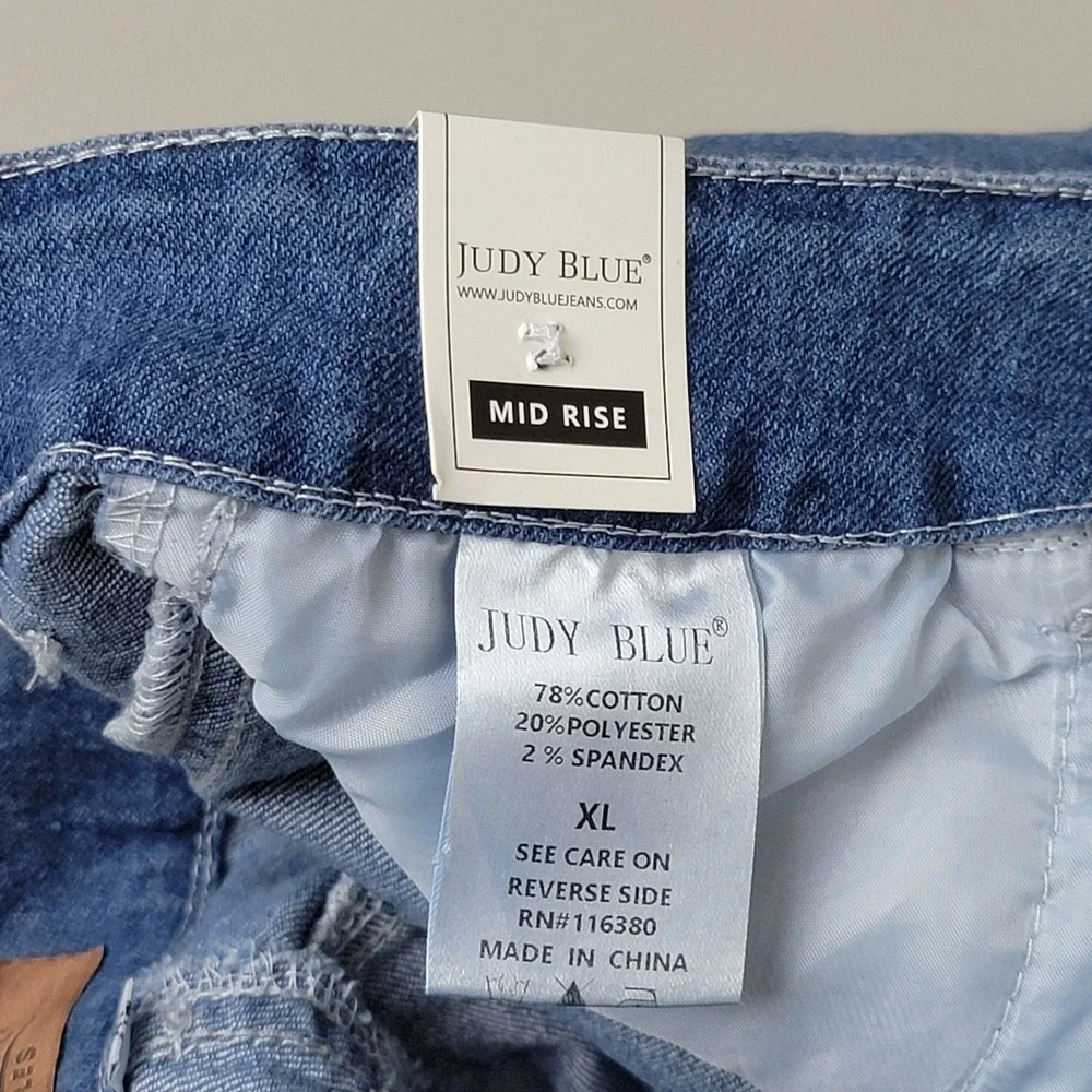 Judy Blue Womens Mid Rise‎ XL Blue Stretch Jeans Preppy Denim School 34